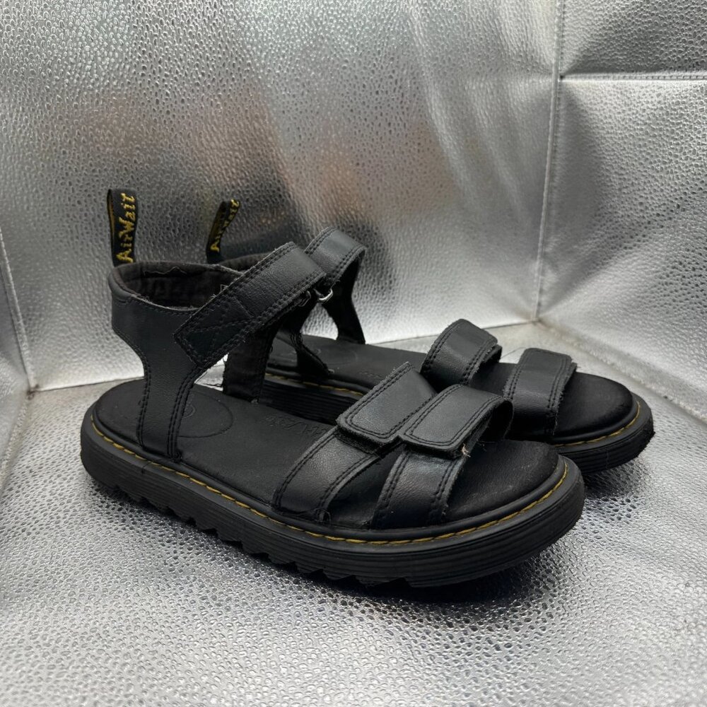 Size M6 L7 Dr. Martens Klaire Youth Black Leather Ankle‎ Strap Soft Wair Sandals